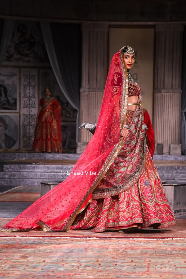 Timeless embroidered bridal lehenga combining traditional Indian craftsmanship with contemporary bridal styling.