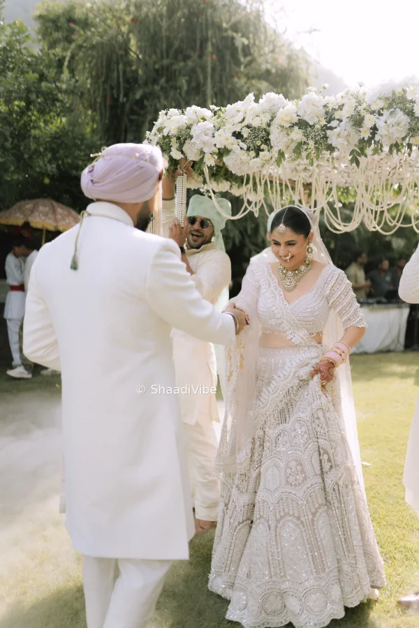 Bridal entry- bride wearing all white outfit