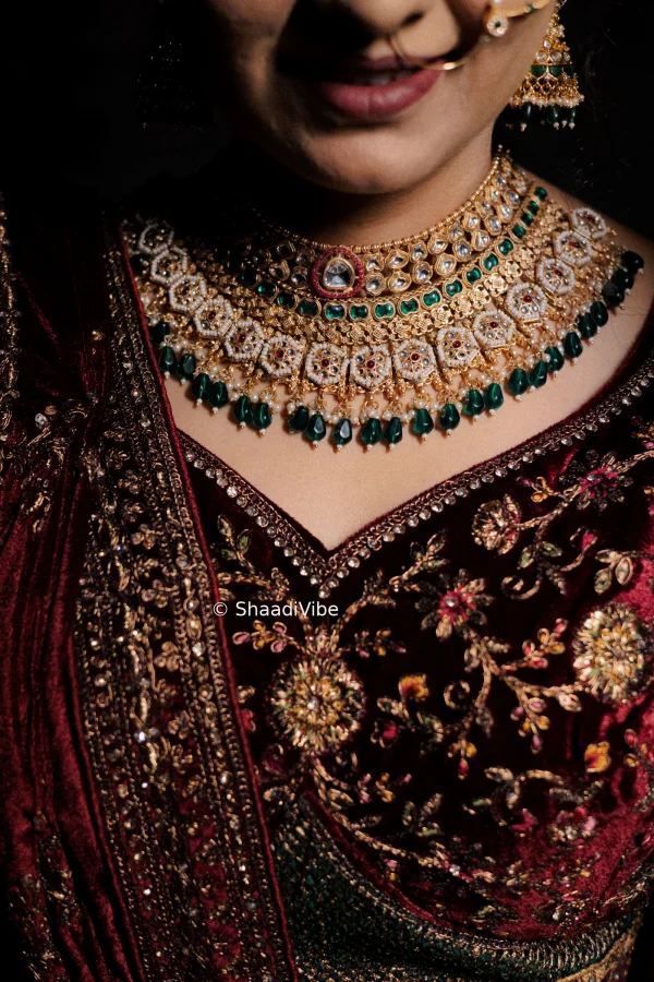 Luxury bridal jewellery inspiration with intricate craftsmanship, statement gemstones and traditional Indian wedding styling.